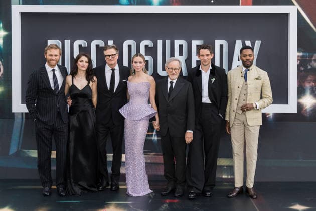 Disclosure Day UK Premiere in London LONDON, UNITED KINGDOM - JUNE 04: Wyatt Russell, Eve Hewson, Colin Firth, Emily Blunt, Steven Spielberg, Josh O’Connor and Colman Domingo attend the UK premiere of Disclosure Day at Cineworld Leicester Square in London, United Kingdom on June 04, 2026. Wiktor Szymanowicz Anadolu London United Kingdom. Editorial use only. Please get in touch for any other usage.  Copyright: x2026xAnadoluxWiktorxSzymanowiczx