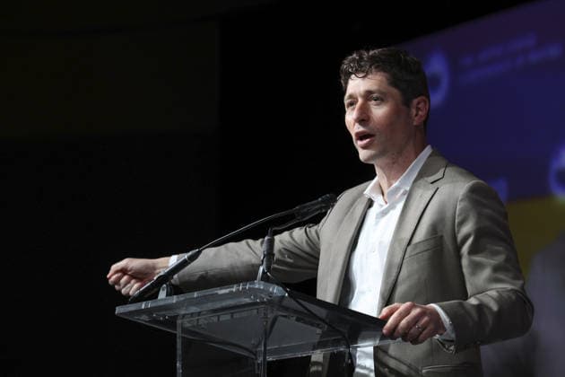 94th Annual Meeting of the United States Conference of Mayors in California LONG BEACH, CALIFORNIA - JUNE 4: Mayor Jacob Frey of Minneapolis thanks supporters for standing up for the city regarding ICE during the 94th Annual Meeting of the United States Conference of Mayors in Long Beach, California on June 4, 2026. Myraneli Fabian Anadolu California United States. Editorial use only. Please get in touch for any other usage.  Copyright: x2026xAnadoluxMyranelixFabianx