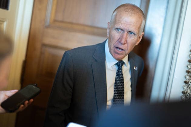 Senate Votes on Reconciliation WASHINGTON, DC - JUNE 4: Senator Thom Tillis (R-NC) speaks to reporters as the Senate votes on amendments to a reconciliation package, at the U.S. Capitol in Washington, DC on June 4, 2026. Nathan Posner Anadolu Washington D.C. United States. Editorial use only. Please get in touch for any other usage.  Copyright: x2026xAnadoluxNathanxPosnerx