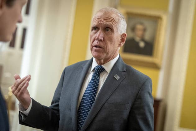 Senate Votes on Reconciliation WASHINGTON, DC - JUNE 4: Senator Thom Tillis (R-NC) speaks to reporters as the Senate votes on amendments to a reconciliation package, at the U.S. Capitol in Washington, DC on June 4, 2026. Nathan Posner Anadolu Washington D.C. United States. Editorial use only. Please get in touch for any other usage.  Copyright: x2026xAnadoluxNathanxPosnerx