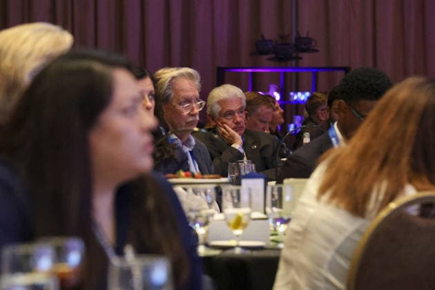 94th Annual Meeting of the United States Conference of Mayors in California LONG BEACH, CALIFORNIA - JUNE 4: Attendees listen to speakers during the 94th Annual Meeting of the United States Conference of Mayors in Long Beach, California on June 4, 2026. Myraneli Fabian Anadolu California United States. Editorial use only. Please get in touch for any other usage.  Copyright: x2026xAnadoluxMyranelixFabianx