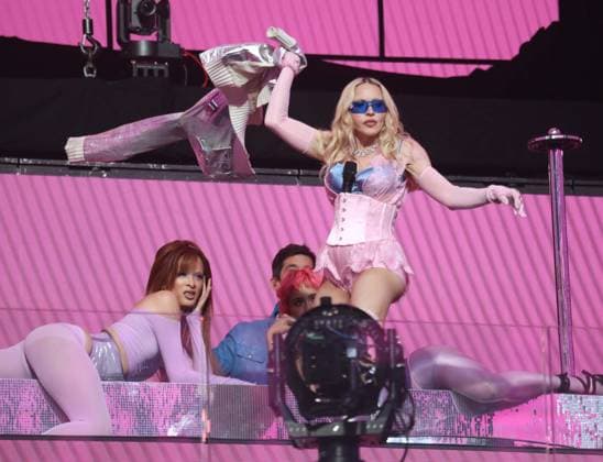 June 4, 2026, New York, New York, USA: Singer icon MADONNA performs a surprise pop up concert partnered with the app Grindr in Time Square to promote her new album Confessions ll also called Confessions on the Dance Floor - Part ll. New York USA - ZUMAk03_ 20260604_zaf_k03_026 Copyright: xNancyxKaszermanx