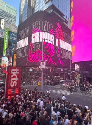 June 4, 2026, New York, New York, USA: Signage and a view of the crowd for the Madonna surprise pop up concert partnered with the app Grindr in Time Square to promote her new album Confessions ll also called Confessions on the Dance Floor - Part ll. New York USA - ZUMAk03_ 20260604_zaf_k03_055 Copyright: xNancyxKaszermanx