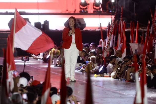 Keiko Fujimori Campaign Closing Event in Peru LIMA, PERU - JUNE 04: Thousands of supporters of presidential candidate Keiko Fujimori attended her campaign closing event held at the Arena Monumental on June 4, 2026, in Lima, Peru. The event, held three days before the presidential runoff election on June 7, brought together supporters, musical groups, and guests affiliated with the Fuerza Popular party. Klebher Vasquez Anadolu Lima Peru. Editorial use only. Please get in touch for any other usage.  Copyright: x2026xAnadoluxKlebherxVasquezx