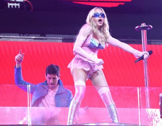 June 4, 2026, New York, New York, USA: Singer icon MADONNA performs a surprise pop up concert partnered with the app Grindr in Time Square to promote her new album Confessions ll also called Confessions on the Dance Floor - Part ll. New York USA - ZUMAk03_ 20260604_zaf_k03_098 Copyright: xNancyxKaszermanx