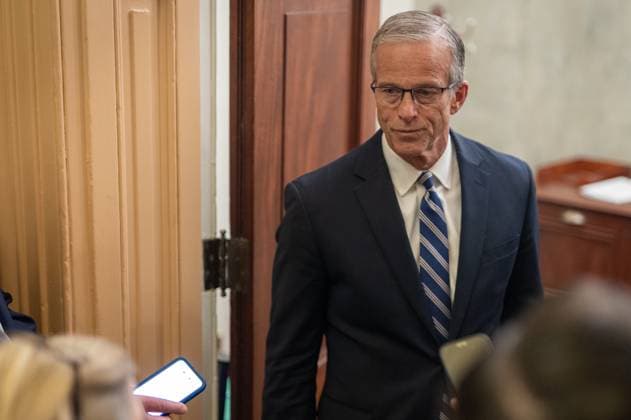 Senate Votes on Reconciliation WASHINGTON, DC - JUNE 4: Senate Majority Leader John Thune (R-SD) speaks to reporters as the Senate votes on amendments to a reconciliation package, at the U.S. Capitol in Washington, DC on June 4, 2026. Nathan Posner Anadolu Washington United States. Editorial use only. Please get in touch for any other usage.  Copyright: x2026xAnadoluxNathanxPosnerx