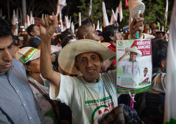 Peru Presidential Elections 2026 LIMA, PERU - JUNE 04: Roberto Sanchez, presidential candidate for Peru from the political party Together for Peru, holds his final campaign closing rally with his supporters at Campo de Marte in Lima, Peru on June 04, 2026. Jorge Cerdan Anadolu Lima Peru. Editorial use only. Please get in touch for any other usage.  Copyright: x2026xAnadoluxJorgexCerdanx