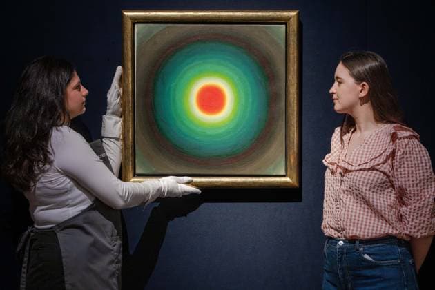 June 5, 2026, London, England, United Kingdom: Untitled (Creation) by Biren De (estimate GBP 10,000-15,000) is shown during a preview for Sublime Shadows: South Asian Art from a Distinguished Collection at Christie s in London, UK. The sale, the first dedicated South Asian Modern and Contemporary auction at Christie s London since 2019, will take place on 11 June 2026. London United Kingdom - ZUMAk172 20260605_zip_k172_006 Copyright: xThomasxKrychx