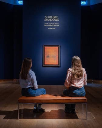 June 5, 2026, London, England, United Kingdom: ChristieÃ¢â‚¬â ¢s staff members view Untitled by V.S. Gaitonde (estimate GBP 1,200,000-1,800,000), displayed during a preview for Ã¢â‚¬oeSublime Shadows: South Asian Art from a Distinguished CollectionÃ¢â‚¬Â at ChristieÃ¢â‚¬â ¢s in London, UK. The sale is the first dedicated South Asian Modern and Contemporary auction at ChristieÃ¢â‚¬â ¢s London since 2019. London United Kingdom - ZUMAk172 20260605_zip_k172_009 Copyright: xThomasxKrychx