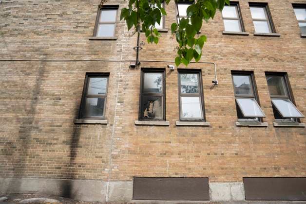 June 5, 2026, Montreal, Pq, CANADA: A burnt out window is seen in the back alley of Temple Emanu-El-Beth-Shalom, in Westmount, Que., on the island of Montreal on Friday, June 5, 2026. The temple was targeted overnight in an arson attempt. Montreal CANADA  - ZUMAc35_ 20260605_zaf_c35_007 Copyright: xChristinnexMuschix