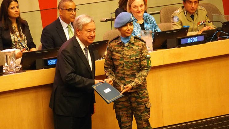 June 5, 2026, Manhattan, New York, USA: New York New York June 5,.2026... Ceremonies to present awards Ã The Dag HammarskjÅ¡ld Medal, Captain Mbaye Diagne Medal for Exceptional Courage, UN Woman Police Officer of the Year and UN Military Gender Advocate of the Year.(on the occasion of International Day of United Nations Peacekeepers).Major Abhilasha Barak Manhattan USA - ZUMAct2_ 20260605_faf_ct2_024 Copyright: xBrucexCotlerx