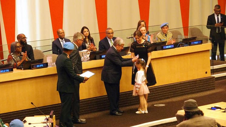 June 5, 2026, Manhattan, New York, USA: New York New York June 5,.2026... Ceremonies to present awards Ã The Dag HammarskjÅ¡ld Medal, Captain Mbaye Diagne Medal for Exceptional Courage, UN Woman Police Officer of the Year and UN Military Gender Advocate of the Year.(on the occasion of International Day of United Nations Peacekeepers).Family of Sergii Prykhodko receiving his award for exceptional courage Manhattan USA - ZUMAct2_ 20260605_faf_ct2_035 Copyright: xBrucexCotlerx