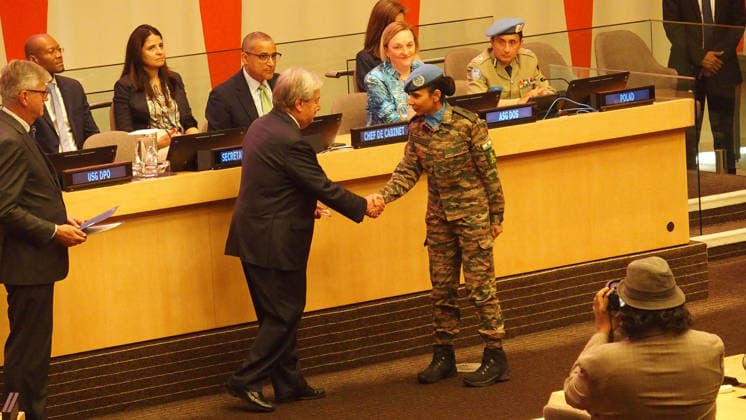 June 5, 2026, Manhattan, New York, USA: New York New York June 5,.2026... Ceremonies to present awards Ã The Dag HammarskjÅ¡ld Medal, Captain Mbaye Diagne Medal for Exceptional Courage, UN Woman Police Officer of the Year and UN Military Gender Advocate of the Year.(on the occasion of International Day of United Nations Peacekeepers).Major Abhilasha Barak Manhattan USA  - ZUMAct2_ 20260605_faf_ct2_029 Copyright: xBrucexCotlerx