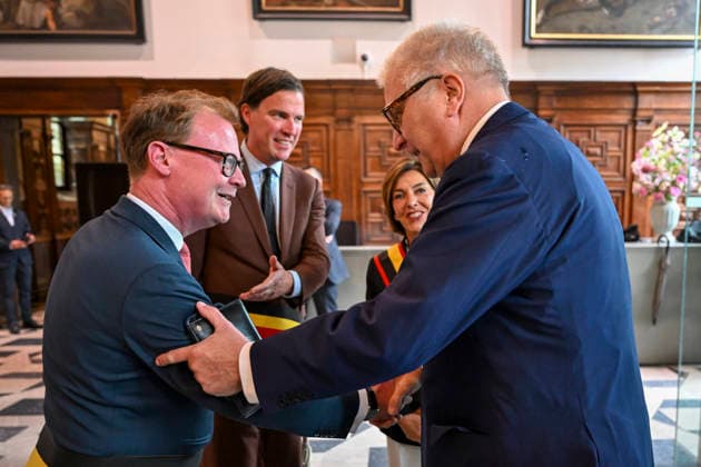 Count Jacques Rogge Prize Gent, 05 06 2026 : The Count Jacques Rogge Prize, created in homage to the former President of the International Olympic Committee, recognizes international initiatives embodying ethical leadership , societal impact and the role of sport in education and peace. Pix : Christophe Peeters , Mathias De Clercq , Carina Van Cauter , Prince Laurent . Credit : Peter De Smedt CC . Gent Belgium  Copyright: xContentxCurationx PeterxDexSmedtx xCCx
