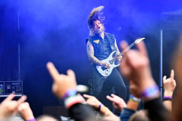 Guitarist Chris Hermsdorfer of German symphonic metal band Beyond the Black performs during the Metalfest Open Air festival in Pilsen, Czech Republic, June 5, 2026. (CTKxPhoto MiroslavxChaloupka) CTKPhotoP2026060507871  CTKPhotoP2026060507871