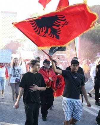 Protest against tourism project in Albania drawing thousands of participants TIRANA, ALBANIA - JUNE 5: Thousands gather at the historic Skanderbeg Square in Tirana, Albania on June 5, 2026, to protest against a controversial luxury tourism development project planned for the ecologically sensitive Zvernec area in the coastal city of Vlora. The massive rally marks an escalation in public outcry over allegations that prime, state-owned coastal lands are being sold off to high-profile foreign investors linked to Jared Kushner and Ivanka Trump, the son-in-law and daughter of US President Donald Trump. Olsi Shehu Anadolu Tirana Albania. Editorial use only. Please get in touch for any other usage.  Copyright: x2026xAnadoluxOlsixShehux