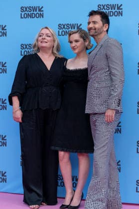 Rivals mid season finale screening with cast & crew in London, UK - 5 Jun 2026 L-R Claire Rushbrook, Catriona Chandler and David Tennant arrive at the red carpet for the Rivals series 2 mid season finale screening at the Barbican London as part of the SXSW festival. Actors and creatives arrived on red carpet and joined the SXSW audience to watch the mid season finale before taking to the stage for a special cast & crew panel. London United Kingdom Copyright: xBonniexBritainx xSOPAxImagesx YXJ04745