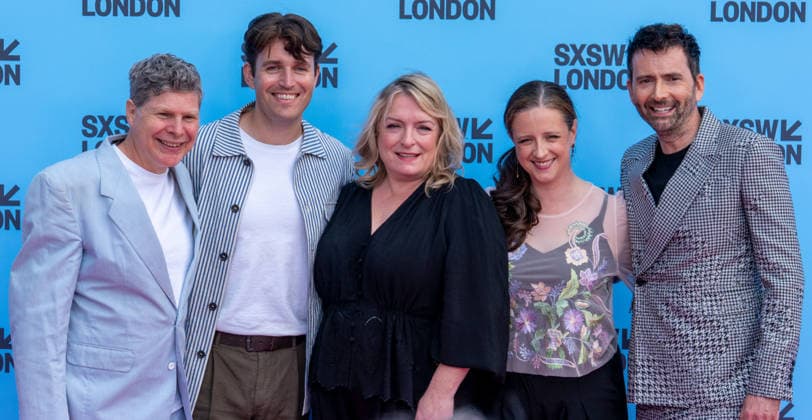 Rivals mid season finale screening with cast & crew in London, UK - 5 Jun 2026 L-R Jamie Jay Johnson, Jack Halama Claire Rushbrook, Laura Wade and David Tennant arrive on the red carpet for the Rivals series 2 mid season finale screening at the Barbican London as part of the SXSW festival. Actors and creatives arrived on red carpet and joined the SXSW audience to watch the mid season finale before taking to the stage for a special cast & crew panel. London United Kingdom Copyright: xBonniexBritainx xSOPAxImagesx YXJ04776