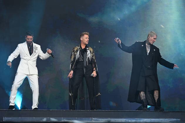 Boyzone performing at Emirates Stadium LONDON, ENGLAND - JUNE 05: Keith Duffy, Ronan Keating and Shane Lynch of ˜Boyzone™ performing at Emirates Stadium on June 05, 2026 in London, England CAP MAR MAR Great Britain UK Copyright: xMartinxHarris CapitalxPicturesx