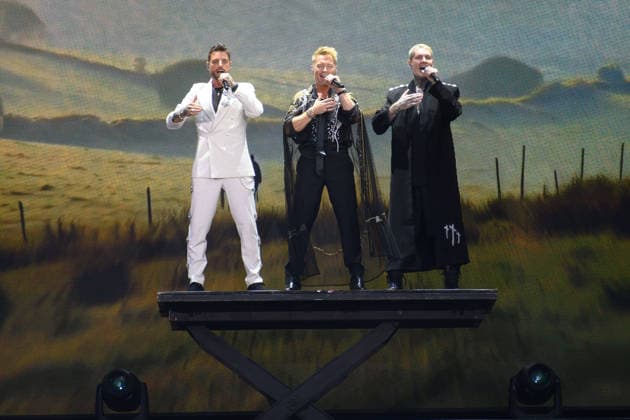 Boyzone Perform at Emirates Stadium, London UK - 5 June 2026 (L-R) - Keith Duffy, Ronan Keating and Shane Lynch of Irish pop band Boyzone performs the first of two final concerts at Emirates Stadium, London, England, UK on Friday 5 June, 2026., Credit:Justin Ng Avalon UK, England, London, Emirates Stadium  Copyright: xJustinxNgx xAvalonx 1108094235