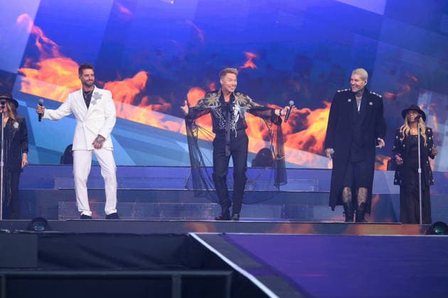 Boyzone Perform at Emirates Stadium, London UK - 5 June 2026 (L-R) - Keith Duffy, Ronan Keating and Shane Lynch of Irish pop band Boyzone performs the first of two final concerts at Emirates Stadium, London, England, UK on Friday 5 June, 2026., Credit:Justin Ng Avalon UK, England, London, Emirates Stadium  Copyright: xJustinxNgx xAvalonx 1108094439