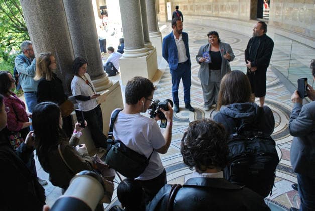 Florian Sitbon Barbara Butch Mathias Kiss At Nuit Blanche Preview - Paris Florian Sitbon, deputy mayor of Paris in charge of culture, Barbara Butch, artistic director of the Nuit Blanche 2026 and DJ, and Mathias Kiss, visual artist, attend a press preview of the Nuit Blanche 2026 and presentation of a work at the Petit Palais in Paris, France on June 5, 2026. Photo by Karim Ait Adjedjou ABACAPRESS.COM Paris France  Copyright: xAitxAdjedjouxKarim ABACAx