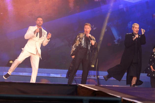 Boyzone Perform at Emirates Stadium, London UK - 5 June 2026 (L-R) - Keith Duffy, Ronan Keating and Shane Lynch of Irish pop band Boyzone performs the first of two final concerts at Emirates Stadium, London, England, UK on Friday 5 June, 2026., Credit:Justin Ng Avalon UK, England, London, Emirates Stadium  Copyright: xJustinxNgx xAvalonx 1108094497