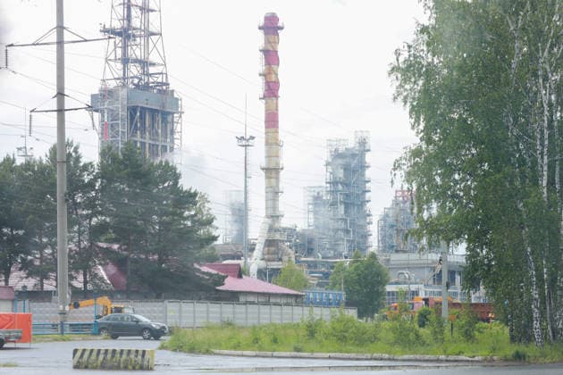 RUSSIA, TYUMEN - JUNE 6, 2026: A fire breaks out at the Tyumen Oil Refinery. Maxim Slutsky TASS  93445608