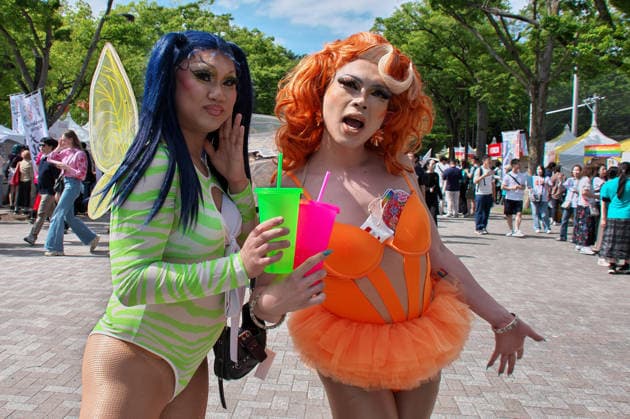 Participants pose for camera during the event Tokyo Pride 2026 in Tokyo, Japan on Saturday, June 6, 2026.  TKP2026060611 KEIZOxMORI