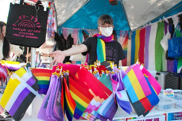 Vendor sells rainbow flags during the event Tokyo Pride 2026 in Tokyo, Japan on Saturday, June 6, 2026.  TKP2026060613 KEIZOxMORI