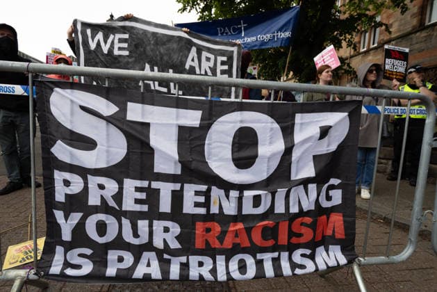 June 6, 2026, Perth, Scotland, UK: Anti-immigration protesters held a demonstration outside The Queens Hotel in Perth, while pro-immigration protesters aligned with Perth Against Racism staged a Reject Hate And Division counter-demonstration outside the Radisson Blu Hotel opposite. Both hotels are being used to house asylum seekers and have been the focus of similar protests in recent months. Perth UK  - ZUMAs357 20260606_zip_s357_007 Copyright: xCameronxScottx