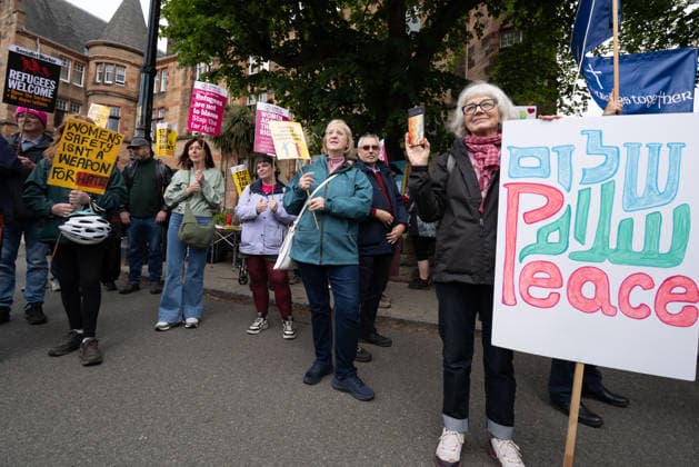June 6, 2026, Perth, Scotland, UK: Anti-immigration protesters held a demonstration outside The Queens Hotel in Perth, while pro-immigration protesters aligned with Perth Against Racism staged a Reject Hate And Division counter-demonstration outside the Radisson Blu Hotel opposite. Both hotels are being used to house asylum seekers and have been the focus of similar protests in recent months. Perth UK  - ZUMAs357 20260606_zip_s357_011 Copyright: xCameronxScottx