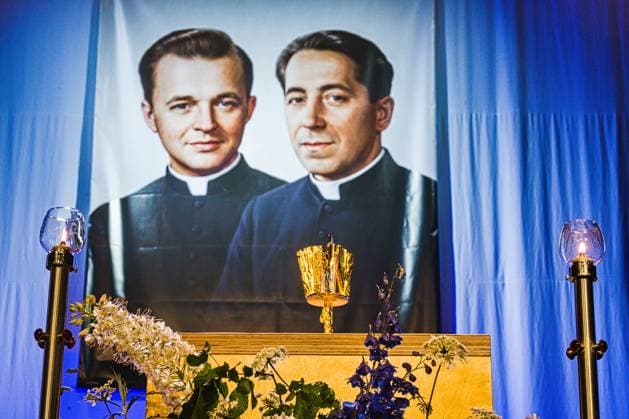 The solemn Mass with the papal legate, Cardinal Michael Czerny, completed the beatification of priests Jan Bula and Vaclav Drbola, at Exhibition Centre in Brno, Czech Republic, on June 6, 2026. In the middle, the box with the relics. (CTKxPhoto PatrikxUhlir) CTKPhotoP2026060603999  CTKPhotoP2026060603999