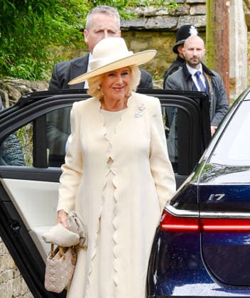 Peter Phillips Marries Harriet Sperling In Gloucestershire Queen Camilla waves as he arrives for the Royal wedding of Peter Phillips and Harriet Sperling at All Saints Church on June 06, 2026 in Kemble, England. Peter Phillips, the son of Princess Anne, Princess Royal and eldest grandchild of Queen Elizabeth II, will marry NHS Nurse and writer Harriet Sperling during a ceremony at All Saints Church in Kemble today, Credit:Jules Annan Avalon England  Copyright: xJulesxAnnanx xAvalonx 1108325976