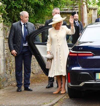 Peter Phillips Marries Harriet Sperling In Gloucestershire Queen Camilla waves as he arrives for the Royal wedding of Peter Phillips and Harriet Sperling at All Saints Church on June 06, 2026 in Kemble, England. Peter Phillips, the son of Princess Anne, Princess Royal and eldest grandchild of Queen Elizabeth II, will marry NHS Nurse and writer Harriet Sperling during a ceremony at All Saints Church in Kemble today, Credit:Jules Annan Avalon England  Copyright: xJulesxAnnanx xAvalonx 1108325990