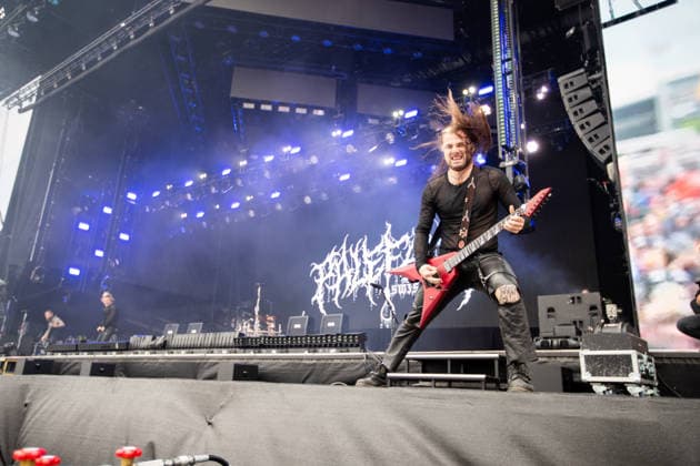 Yannick Lehmann (Gitarre) während des Auftritts der Schweizer Metalband Paleface Swiss im Rahmen des Festivals Rock am Ring 2026 am Nürburgring. Nürburg Rock am Ring Rheinland-Pfalz Germany *** Yannick Lehmann guitar during the performance of the Swiss metal band Paleface Swiss as part of the Rock am Ring 2026 festival at the Nürburgring Nürburg Rock am Ring Rheinland Pfalz Germany