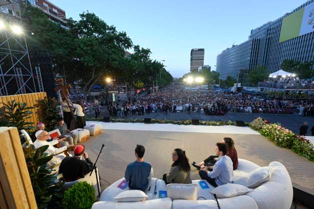 SPAIN - POPE LEO XIV ATTENDS A PRAYER VIGIL WITH YOUNG PEOPLE AT PLAZA DE LIMA IN MADRID - 2026 6 6 Spain, Vatican, 2026 6 6 Pope Leo XIV attends a prayer vigil with young people at Plaza de Lima in Madrid, EDITORIAL USE ONLY - NO BOOKS Copyright: xVATICANxMEDIA CPPx