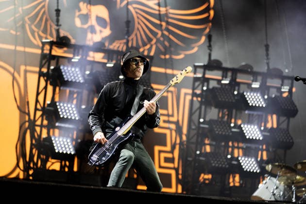 Kaspar Boye Larsen (Bass) während des Auftritts der dänischen Rockband Volbeat im Rahmen des Festivals Rock am Ring 2026 am Nürburgring. Nürburg Rock am Ring Rheinland-Pfalz Germany *** Kaspar Boye Larsen bass during the performance of the Danish rock band Volbeat as part of the Rock am Ring 2026 festival at the Nürburgring Nürburg Rock am Ring Rheinland Pfalz Germany