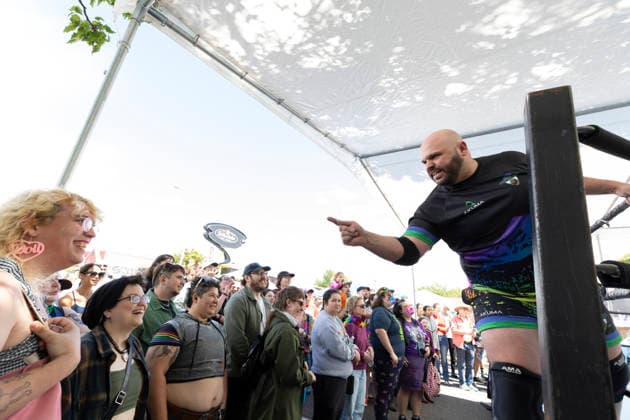June 6, 2026, Seattle, Washington, USA: A competitor berates the crowd during the Pride Championship event at the White Center Pride festival in Seattle on Saturday, June 6, 2026. Seattle USA - ZUMAg235 20260606_zap_g235_016 Copyright: xPaulxChristianxGordonx