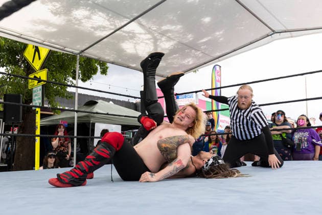 June 6, 2026, Seattle, Washington, USA: Wrestlers spar during the Pride Championship event at the White Center Pride festival in Seattle on Saturday, June 6, 2026. Seattle USA - ZUMAg235 20260606_zap_g235_029 Copyright: xPaulxChristianxGordonx