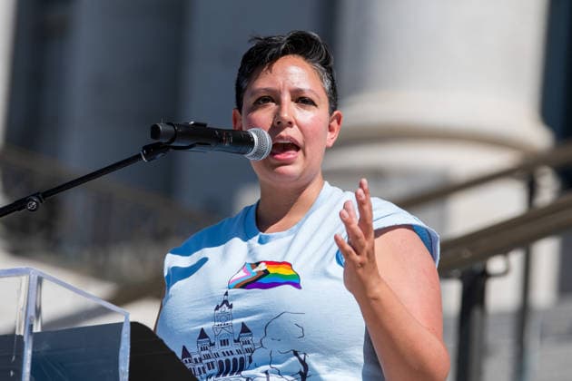 June 6, 2026, Salt Lake City, Utah, USA: Salt Lake City Council Vice Chair ERIKA CARLSEN, who represents District 5, speaks outside the Utah State Capitol building during the Utah Pride Rally and March. Salt Lake City USA - ZUMAm292 20260606_znp_m292_007 Copyright: xCharlesxMcClintockxWilsonx