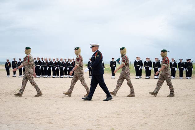 Sebastien Lecornu At D-Day Commemoration - Normandy French naval commandos participate in the ceremony of the naval fusiliers and marine commandos school during the commemorations of the June 6, 1944 Normandy Landings in Ouistreham, France on June 6, 2026. Photo by Gregoire Campione Pool ABACAPRESS.COM France  Copyright: xCampionexGregoire ABACAx