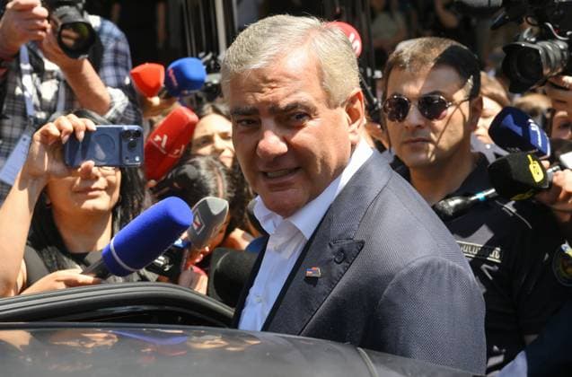 Armenia Parliamentary Election 9184662 07.06.2026 Strong Armenia party leader Samvel Karapetyan leaves a polling station after casting his ballot during the Armenian parliamentary election in Yerevan, Armenia. Yuri Kochetkov Sputnik Yerevan Armenia  Copyright: xYurixKochetkovx