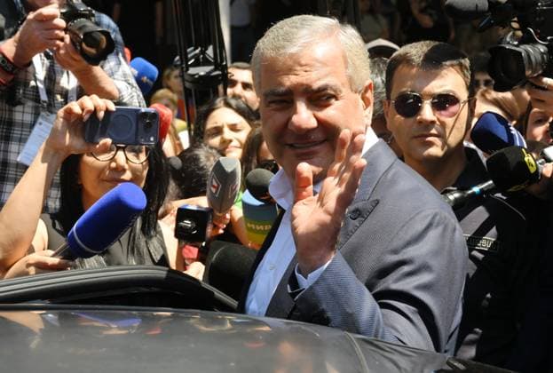 Armenia Parliamentary Election 9184658 07.06.2026 Strong Armenia party leader Samvel Karapetyan leaves a polling station after casting his ballot during the Armenian parliamentary election in Yerevan, Armenia. Yuri Kochetkov Sputnik Yerevan Armenia  Copyright: xYurixKochetkovx