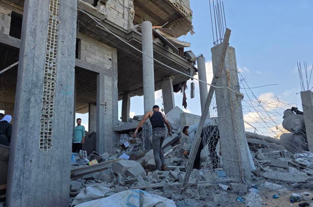 Palestinians Inspect Destruction After Strike on Displacement Area Palestinians inspect the destruction caused by an Israeli airstrike that targeted tents and shelters for displaced people in the Mawasi area of Khan Younis, southern Gaza Strip, on June 7, 2026. Debris and personal belongings were scattered across the sandy area as residents searched through the wreckage of their damaged shelters. Photo by Tariq Mohammad APA Images Khan Yunis Gaza Strip Palestinian Territory 070626_Khan_Yunis_TM_00(64) Copyright: xapaimagesxTariqxMohammad xapaimagesx
