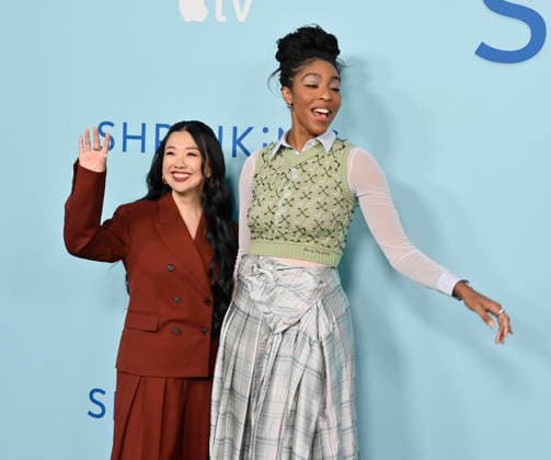 Cast members Sherry Cola (L) and Jessica Williams attend Apple TV s dramatic comedy series Shrinking Emmy FYC Event screening at the DGA Theatre Complex on Saturday, June 6, 2026. Storyline: A grieving therapist starts to tell his clients exactly what he thinks. Ignoring his training and ethics, he finds himself making huge changes to people s lives - including his own.  LAP2026060656 JIMxRUYMEN