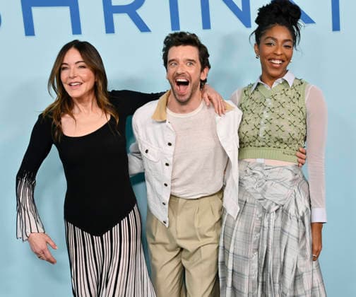Cast members Christa Miller, Michael Urie and Jessica Williams (L-R) attend Apple TV s dramatic comedy series Shrinking Emmy FYC Event screening at the DGA Theatre Complex on Saturday, June 6, 2026. Storyline: A grieving therapist starts to tell his clients exactly what he thinks. Ignoring his training and ethics, he finds himself making huge changes to people s lives - including his own.  LAP2026060666 JIMxRUYMEN