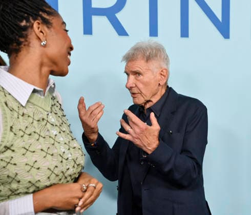 Cast members Jessica Williams (L) and Harrison Ford attend Apple TV s dramatic comedy series Shrinking Emmy FYC Event screening at the DGA Theatre Complex on Saturday, June 6, 2026. Storyline: A grieving therapist starts to tell his clients exactly what he thinks. Ignoring his training and ethics, he finds himself making huge changes to people s lives - including his own.  LAP2026060675 JIMxRUYMEN
