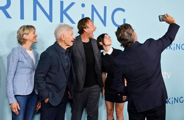 (L-R) Cast members Wendie Malick, Harrison Ford, Jason Segel, Lukita Maxwell and Ted McGinley attend Apple TV s dramatic comedy series Shrinking Emmy FYC Event screening at the DGA Theatre Complex on Saturday, June 6, 2026. Storyline: A grieving therapist starts to tell his clients exactly what he thinks. Ignoring his training and ethics, he finds himself making huge changes to people s lives - including his own.  LAP2026060677 JIMxRUYMEN