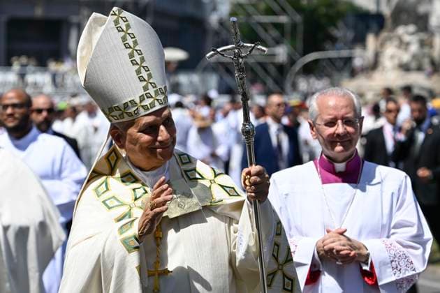 SPAIN - POPE LEO XIV LEADS THE HOLY MASS IN THE PLAZA DE CIBELES IN MADRID - 2026 6 7 Spain, Vatican, 2026 6 7 Pope Leo XIV leads the Holy Mass in the Plaza de Cibeles in Madrid, EDITORIAL USE ONLY - NO BOOKS Copyright: xVATICANxMEDIA CPPx